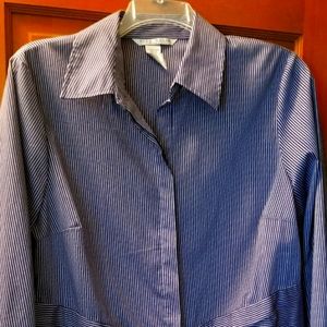 Blue and white striped blouse